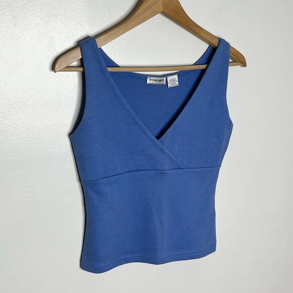 Vintage 90s Y2K Energie Babydoll Tank Top Womens Large Blue Cotton Casual - Picture 2 of 8